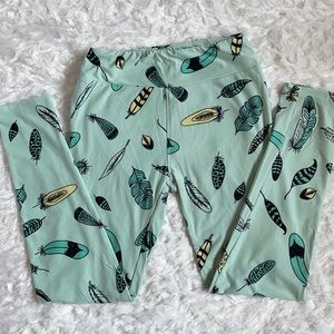LuLaRoe leggings o/s One Size 2-10 feathers mint